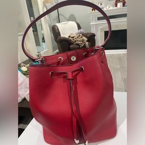 Gently used CHAPS RED Faux leather handbag